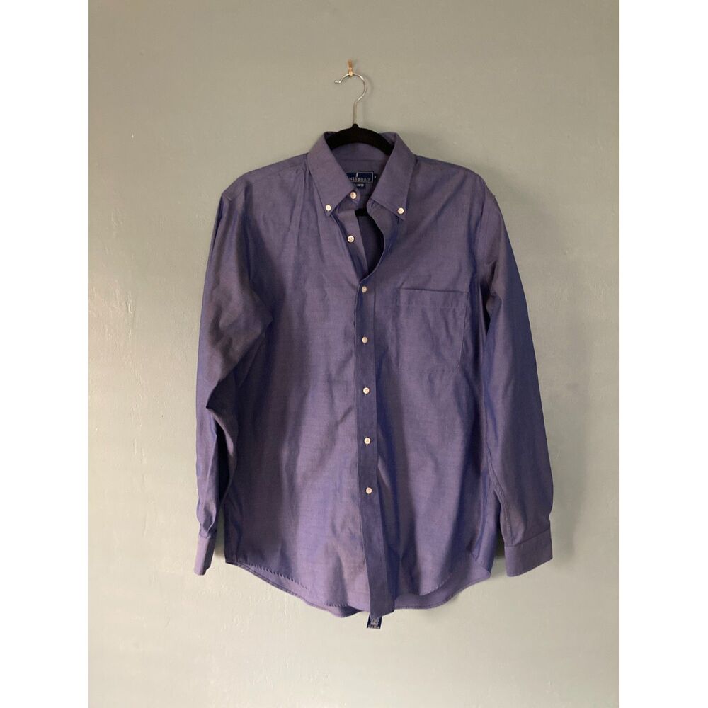Lanesboro men's blue button down dress shirt cotton15.5 34/35 medium
